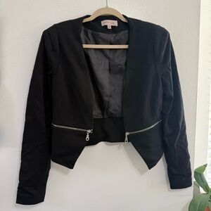 Philosophy Black Blazer with Zipper Accents